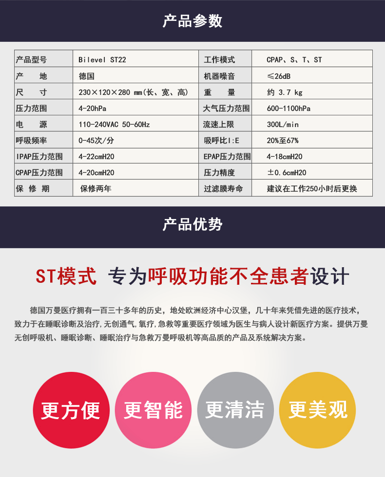 万曼呼吸机Bilevel ST22双水平呼吸机